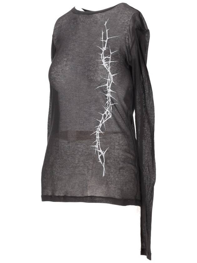 FIENE SLIM FIT LONG SLEEVE T-SHIRT "THORNS" PRINT - ANN DEMEULEMEESTER - BALAAN 2