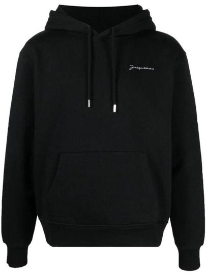 Le Brode Embroidered Logo Cotton Hoodie Black - JACQUEMUS - BALAAN 2