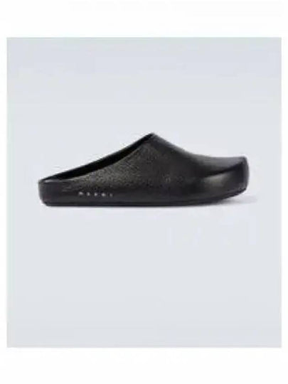 Logo Grain Leather Mule Black - MARNI - BALAAN 2