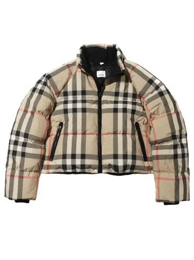 Check Crop Puffer Jacket Women s Padded Jumper - BURBERRY - BALAAN 1