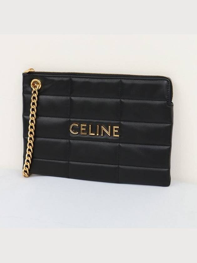 CELINE Monochrome Matelasse Chain Clutch - GANNI - BALAAN 4