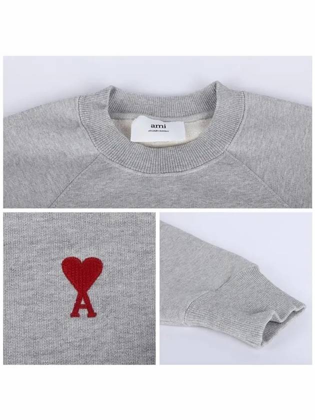 Cotton Heart Logo Sweatshirt Grey - AMI - BALAAN 6