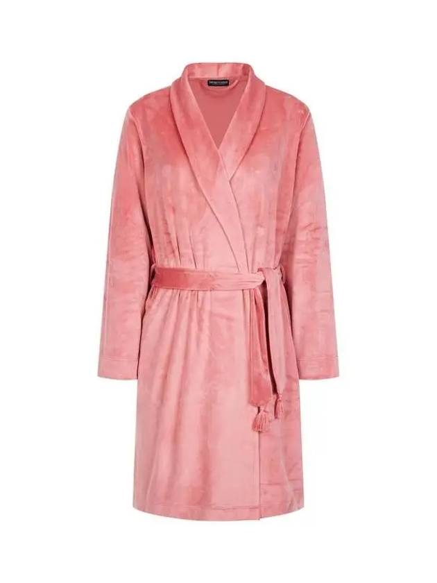 UNDERWEAR Women's Shawl Collar Velor Wrap Gown Coral Pink 270252 - EMPORIO ARMANI - BALAAN 1