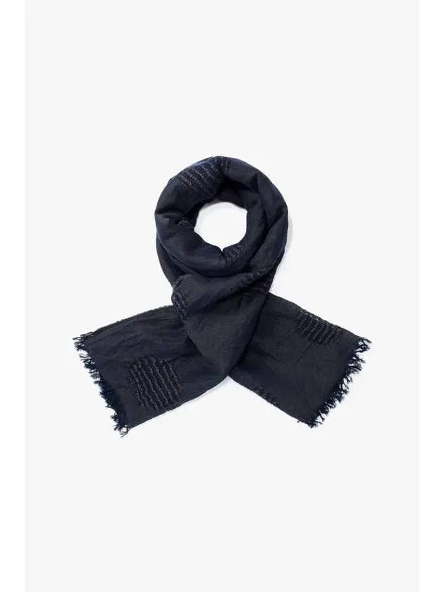 Yohji Yamamoto Y s striped dot pattern scarf navy - YOHJI YAMAMOTO - BALAAN 1