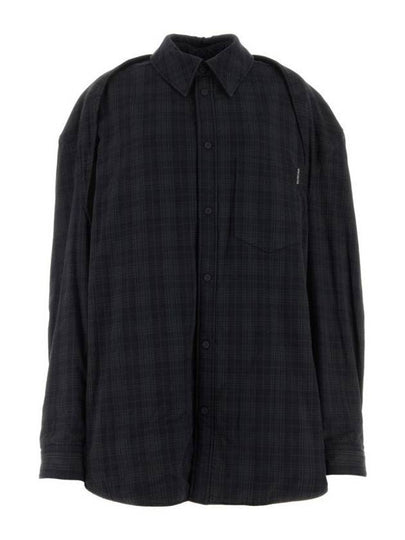 Checked Pattern Long Sleeve Shirt Grey - BALENCIAGA - BALAAN 2