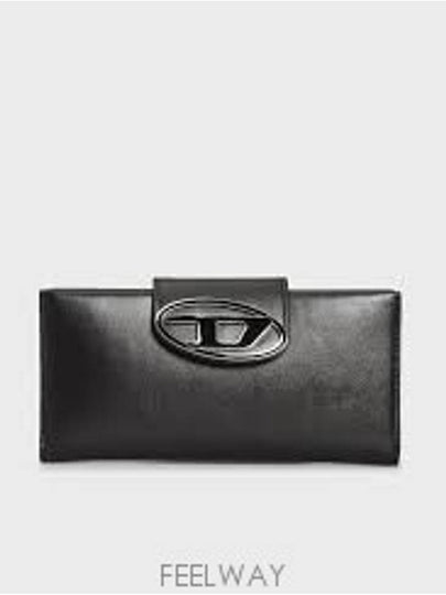 Julie D Logo Leather Long Wallet Black - DIESEL - BALAAN 2