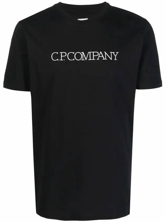 Tonal Logo Short Sleeve T-Shirt Black - CP COMPANY - BALAAN.