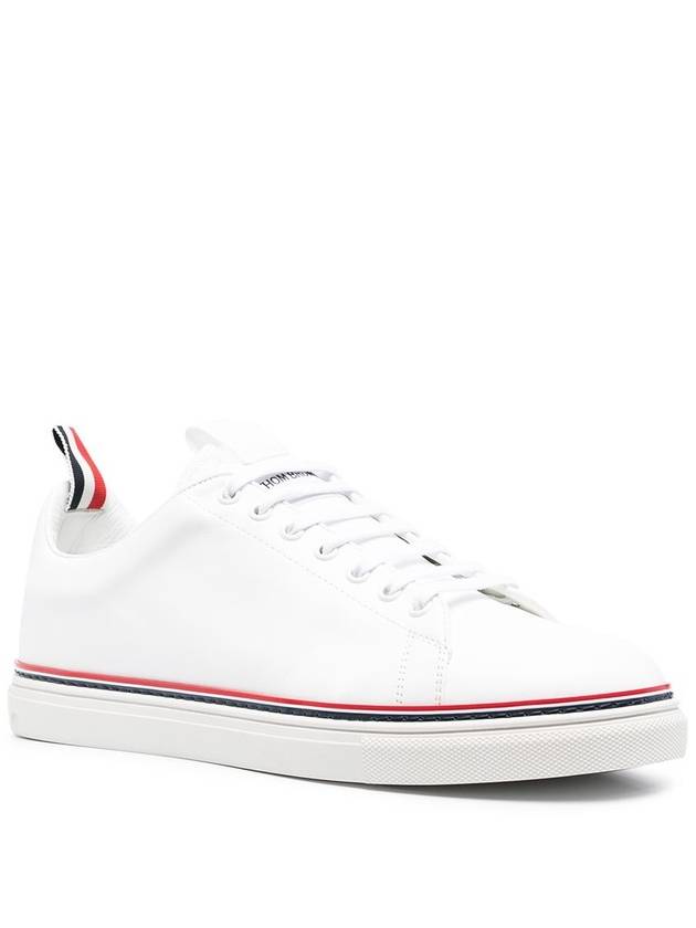 Tennis Vitello Calf Leather Low Top Sneakers White - THOM BROWNE - BALAAN 3