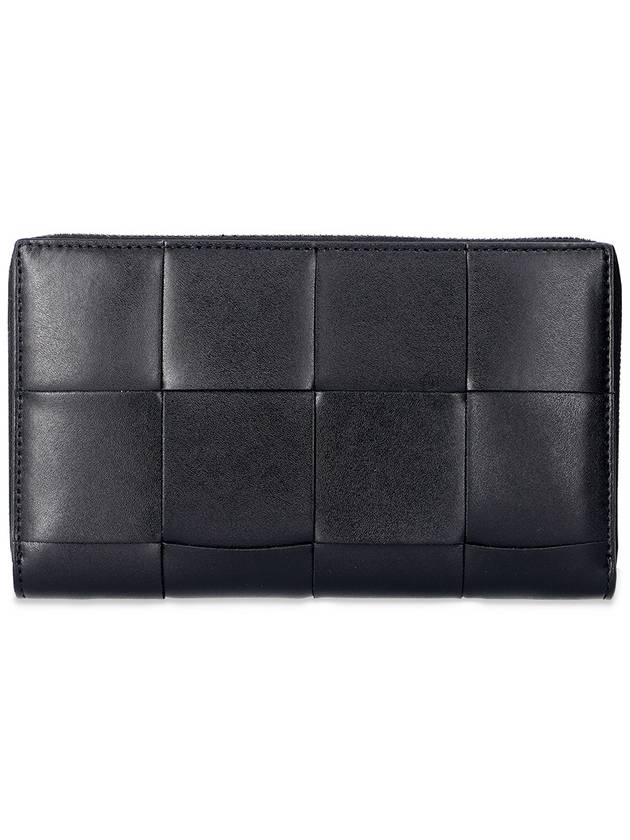 Intrecciato Zipper Around Medium Wallet Black - BOTTEGA VENETA - BALAAN 1