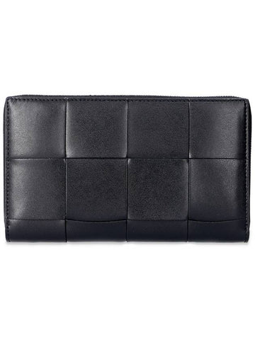 Intrecciato Zipper Around Medium Wallet Black - BOTTEGA VENETA - BALAAN 1