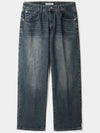 DPT 001 Damaged washed denim pants dark navy - INDUST - BALAAN 3