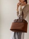 Italian leather mix canvas series big shoulder bag brown - RE:FRAME - BALAAN 2