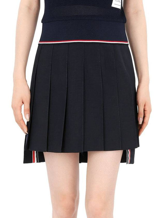 4-Bar Striped Mini Pleated Skirt Navy - THOM BROWNE - BALAAN 1