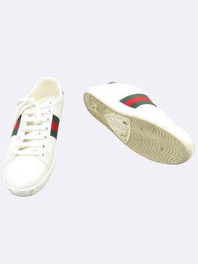 Gucci 387993 White Color Leather Green Red Three Stripes Detail Ace Snake Pattern Lace Up Women s Sneakers 35 - GUCCI - BALAAN 2