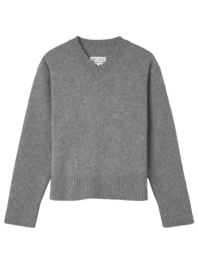 V-neck Cropped Wool Knit Top Grey - MAISON MARGIELA - BALAAN 2