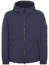 Men's Wappen Patch Softshell Zip Up Hoodie Navy - STONE ISLAND - BALAAN 2