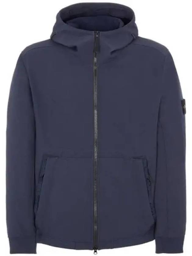 Men's Wappen Patch Softshell Zip Up Hoodie Navy - STONE ISLAND - BALAAN 2