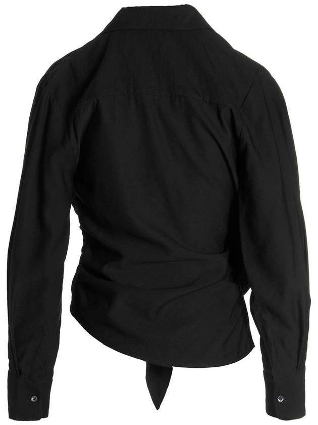 Le Chemise Bahia Tied Sash Shirt Black - JACQUEMUS - BALAAN 3