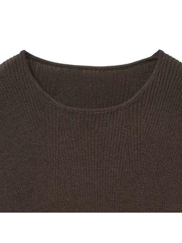 Micro ribbed square neck knit deep brown - NOIRER - BALAAN 5