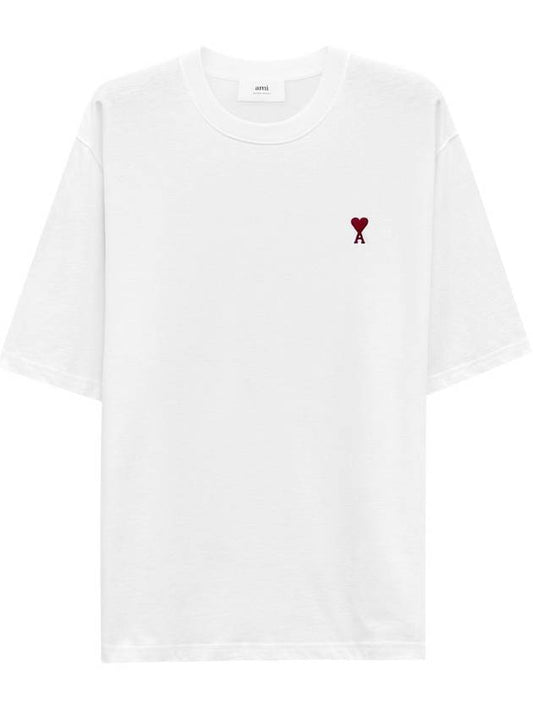 Small Heart Logo Boxy Fit Short Sleeve T-Shirt White - AMI - BALAAN 2