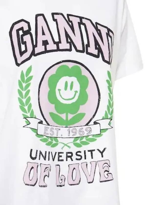 Women's Flower University Logo Short Sleeve T-Shirt White - GANNI - BALAAN 3