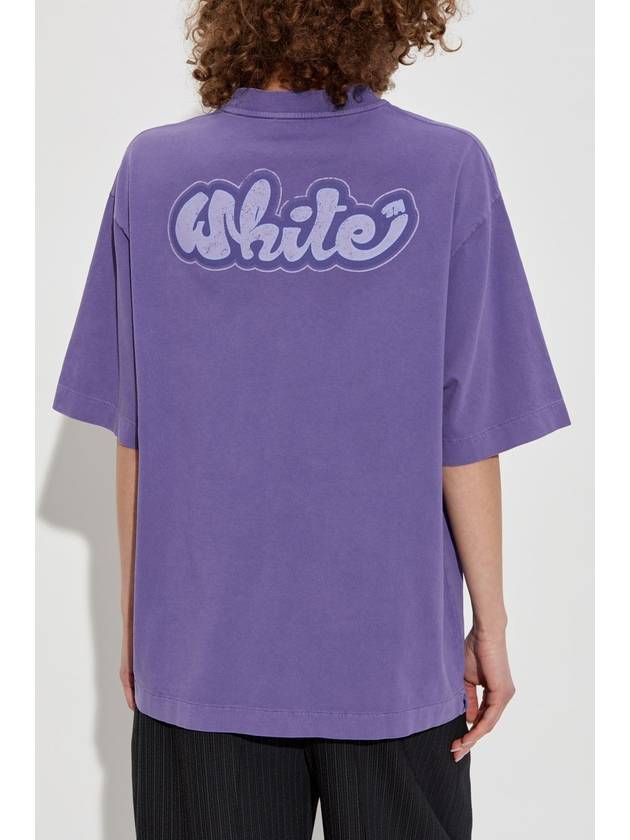 Off-White T-shirt With Printed Logo, Women's, Purple - OFF WHITE - BALAAN 4