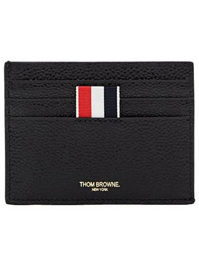 Pebble Grain Leather Stripe Note Compartment Card Wallet Black - THOM BROWNE - BALAAN 2