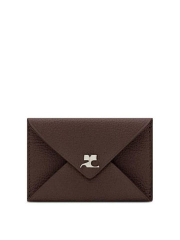 Logo Envelope Leather Card Wallet Dark Brown - COURREGES - BALAAN 1