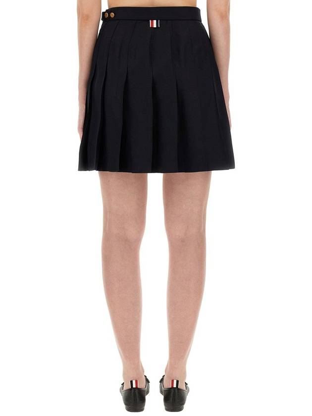 RMB Wool Mini Pleated Skirt Navy - THOM BROWNE - BALAAN 4