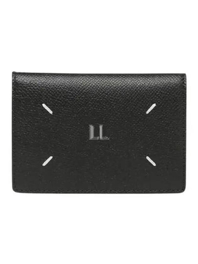 Stitched Bi-Fold Leather Card Wallet Black - MAISON MARGIELA - BALAAN 2