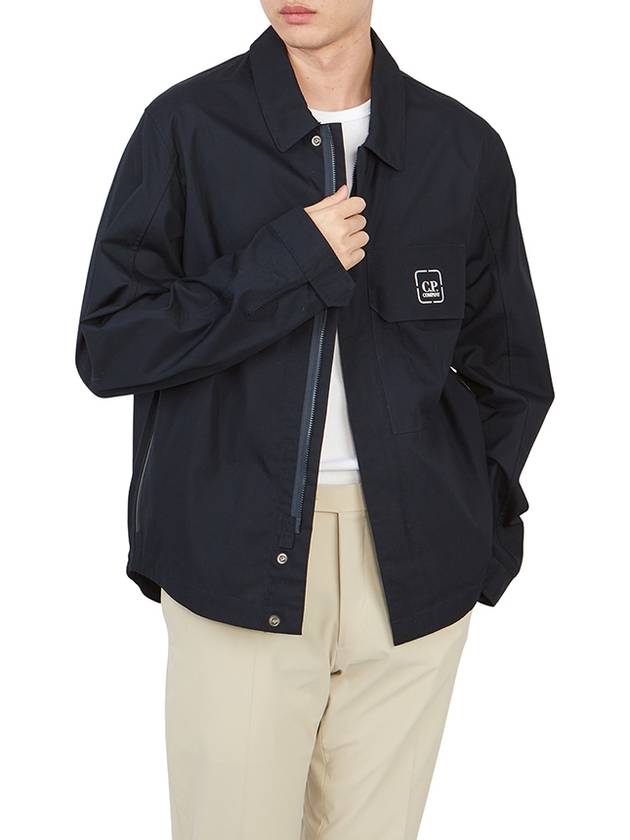 Metropolis Logo Patch Shirt Zip Up Jacket Navy - CP COMPANY - BALAAN 7