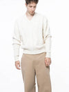 Men s M243TP07IV Dense Cable V neck Knit Ivory - CHANCE'S NOI - BALAAN 1