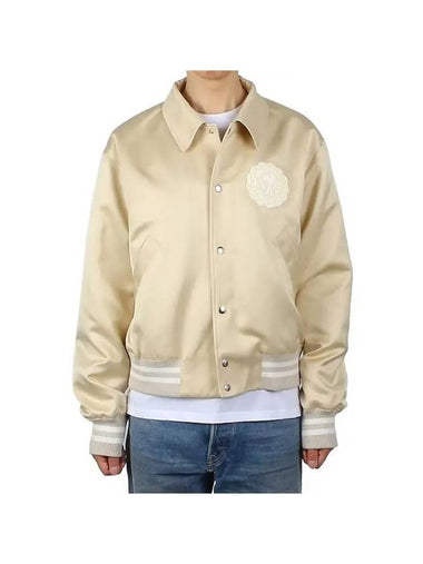 Teddy Logo Patch Jacket Beige - AMI - BALAAN 1