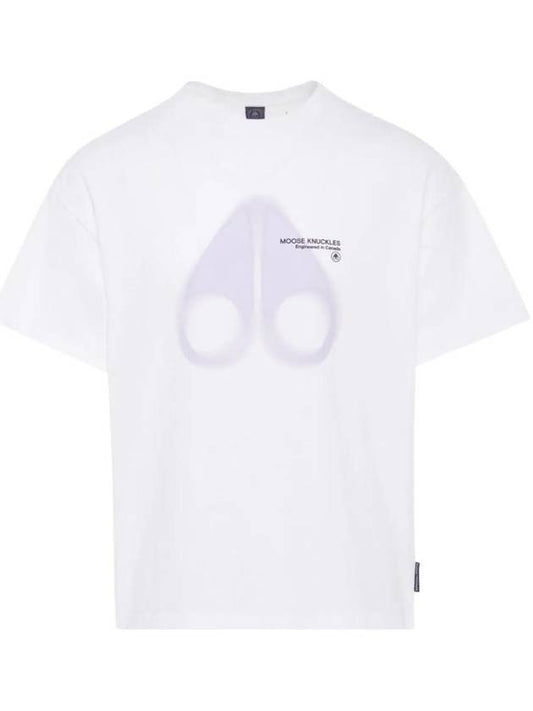 Maurice Logo Print Short Sleeve T-Shirt White - MOOSE KNUCKLES - BALAAN 1