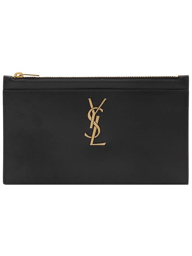 Black Smooth Calfskin Gold Monogram Bill Pouch 636316 - SAINT LAURENT - BALAAN 1