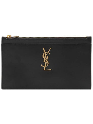 Black Smooth Calfskin Gold Monogram Bill Pouch 636316 - SAINT LAURENT - BALAAN 1