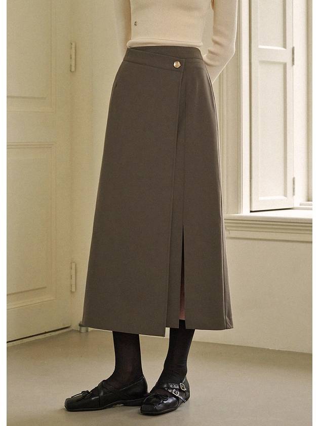 Bronze wrap button long A line skirt - MICANE - BALAAN 2