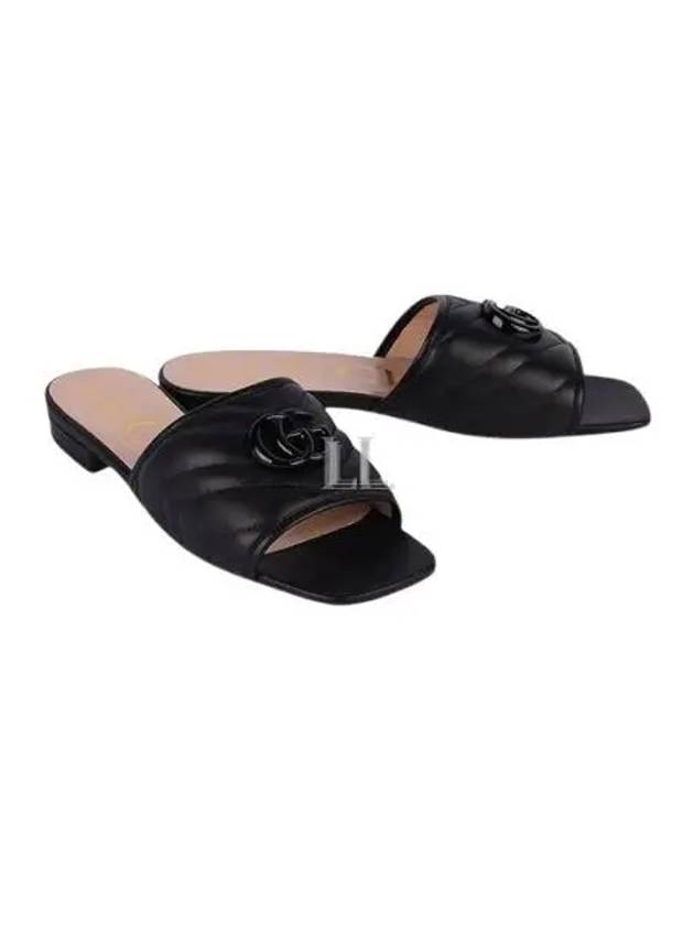 Double G Leather Slide Slippers Black - GUCCI - BALAAN 2