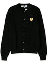 Gold Heart Logo Knit Cardigan Black - COMME DES GARCONS PLAY - BALAAN 4