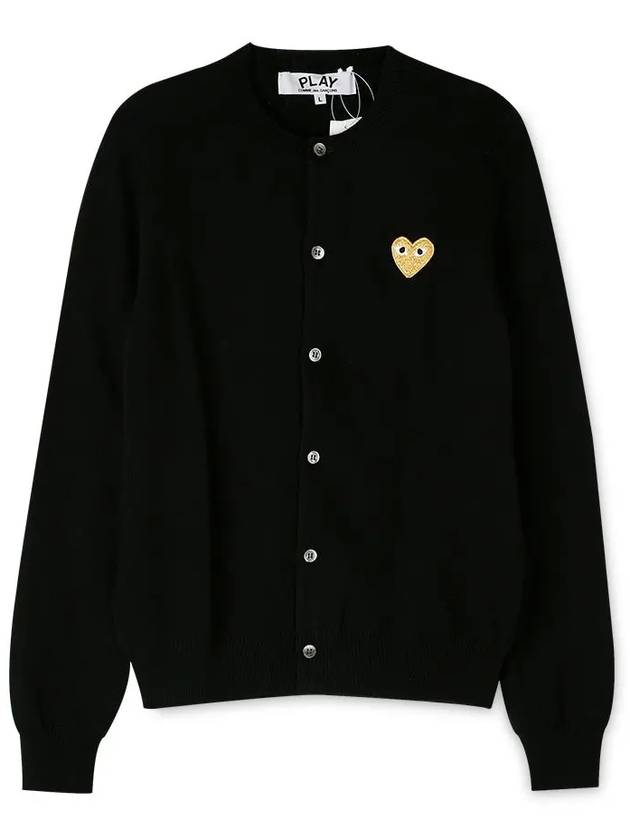 Gold Heart Logo Knit Cardigan Black - COMME DES GARCONS PLAY - BALAAN 4