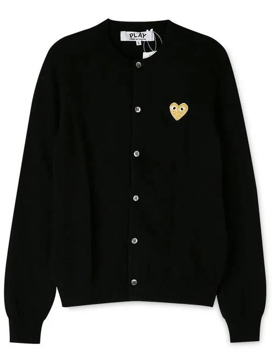 Gold Heart Logo Knit Cardigan Black - COMME DES GARCONS PLAY - BALAAN 2