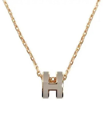 Mini Pop Ash Pendant Marron Glace Rose Gold Chain Necklace 271458 - HERMES - BALAAN 1