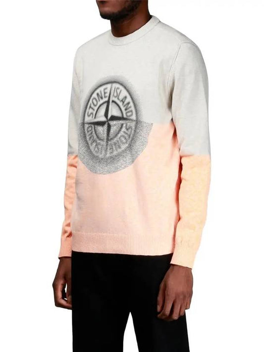 Compass Big Logo Two-tone Crew Neck Knit Top - STONE ISLAND - BALAAN 2