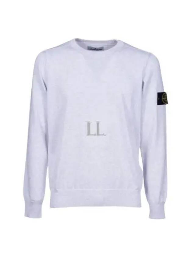 Crewneck Soft Cotton Knit Top Melange Grey - STONE ISLAND - BALAAN 2