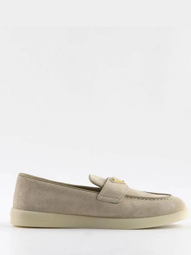 Triangle Logo Suede Leather Loafer Desert Beige - PRADA - BALAAN 5