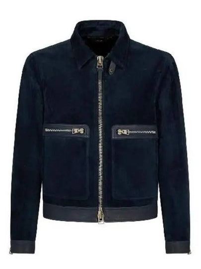 Cashmere Suede Blouson Jacket Navy - TOM FORD - BALAAN 2