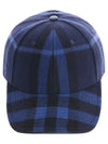 Check Pattern Wool Ball Cap Blue - BURBERRY - BALAAN.