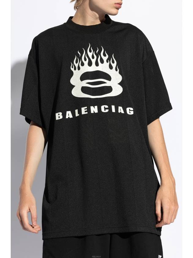 Logo print crew neck short sleeve t shirt black - BALENCIAGA - BALAAN 2