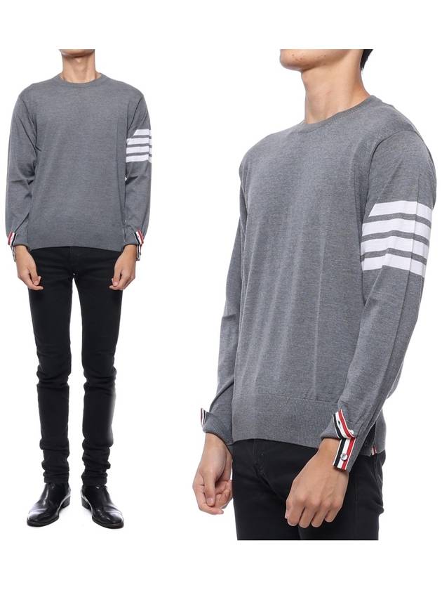 4 Bar Stripe Classic Wool Knit Top Grey - THOM BROWNE - BALAAN 3