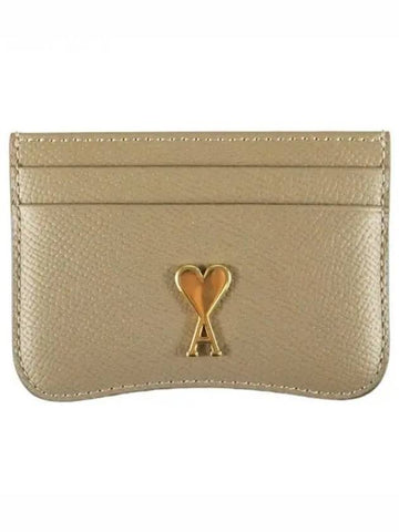 Paris heart logo card wallet light taupe USL104AL 0036 2811 1059472 - AMI - BALAAN 1